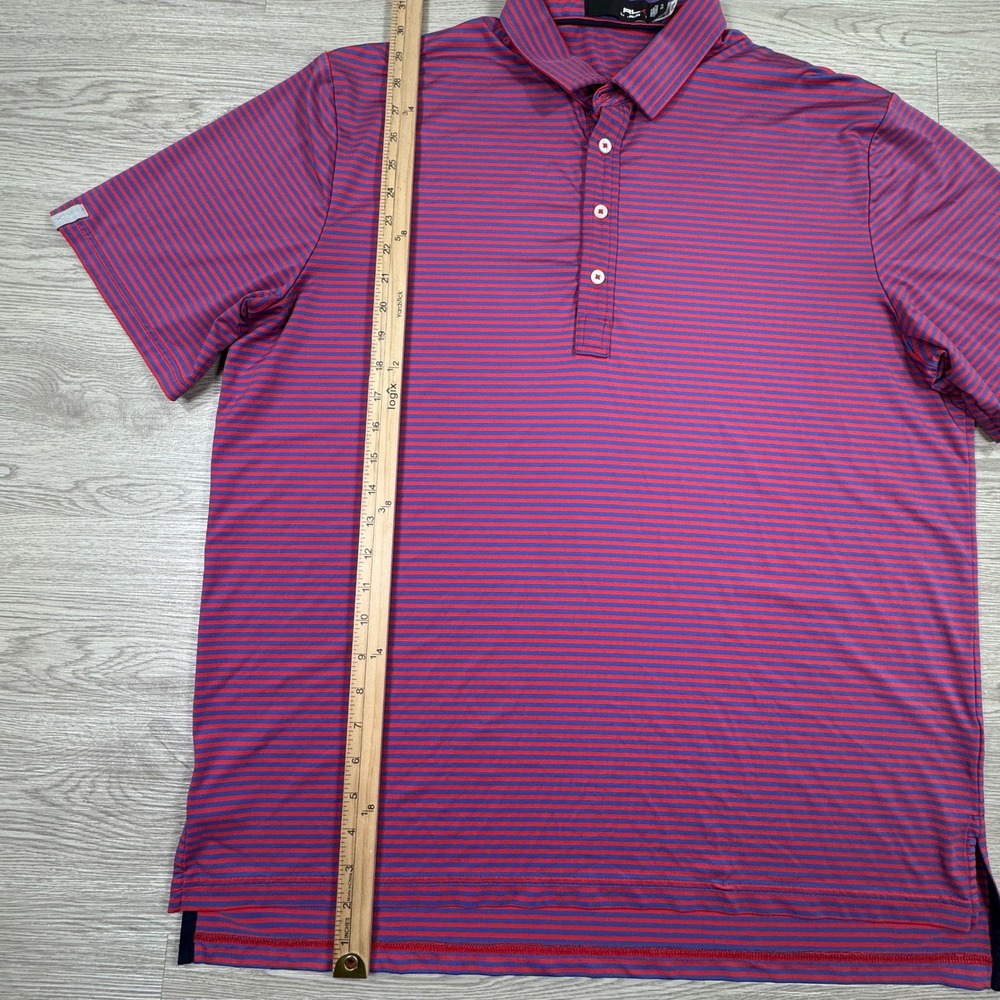 RLX Ralph Lauren Men's Polo Shirt Striped Blue Red XL Short Sleeve Performance - Picture 3 of 7